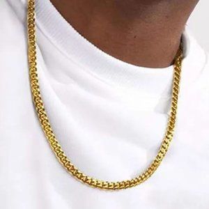 New 18k Gold Miami Cuban Chain Necklace